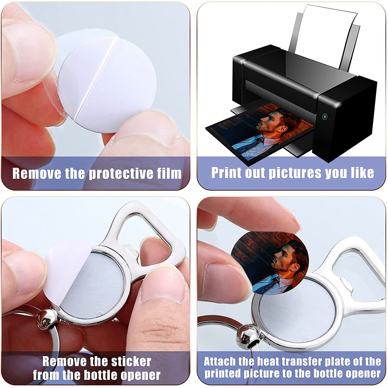 Bottle Opener Keyring - AED7-10 قطع سلاسل مفاتيح فارغة للطباعة