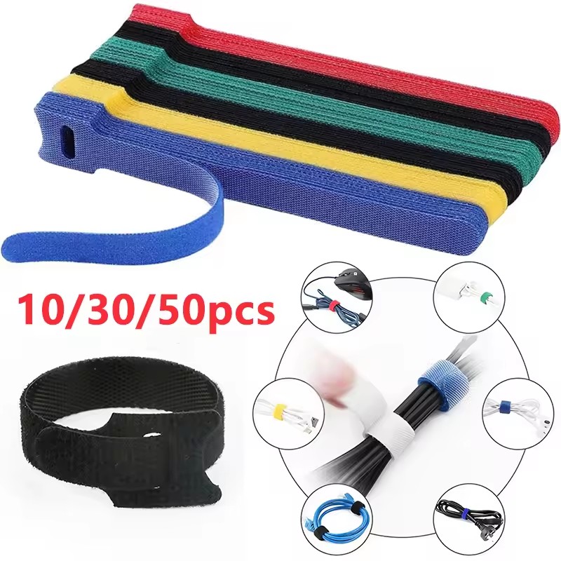 10/30/50 قطعة من أشرطة تثبيت ا - مراجعة Gear Tie Reusable وسعره